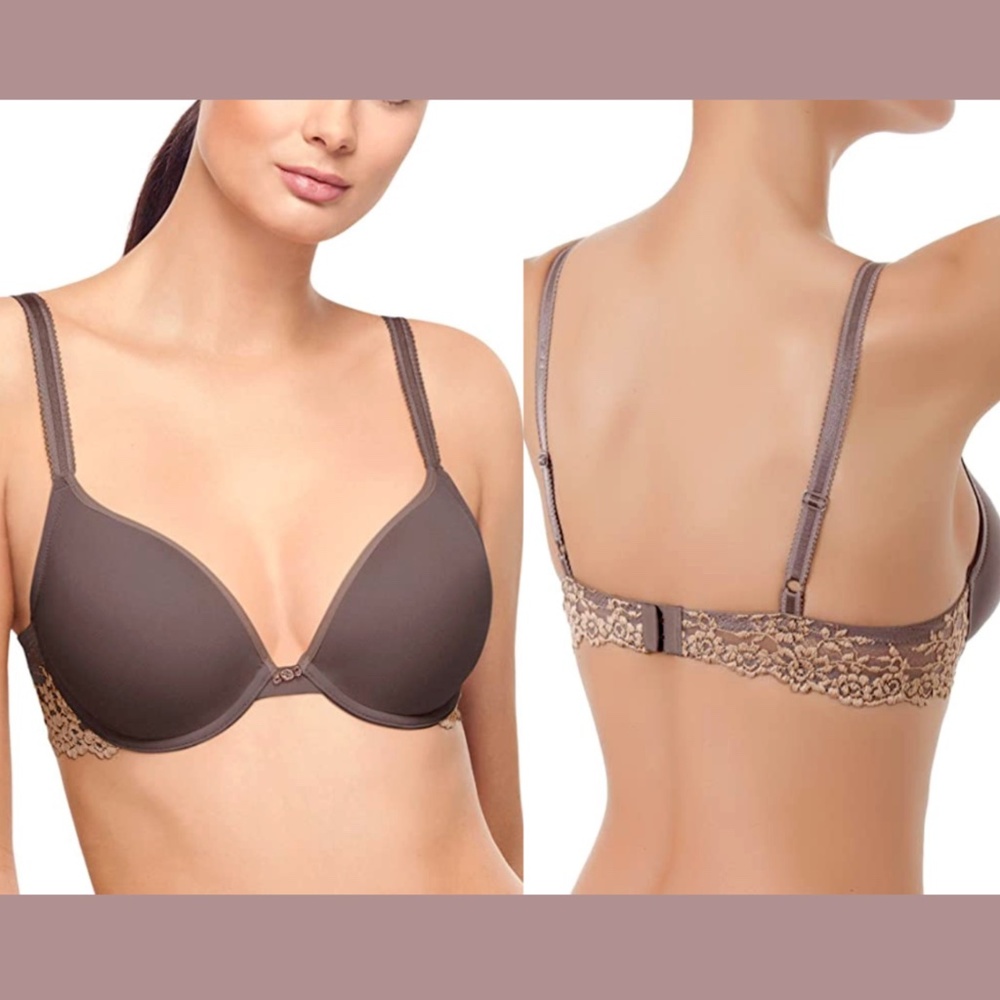NEW $58 Wacoal [ 32D US ] Embrace Lace Push-Up‎ Bra in Mocha